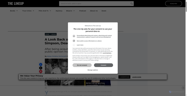 Security scan screenshot of https://the-line-up.com/oj-simpson