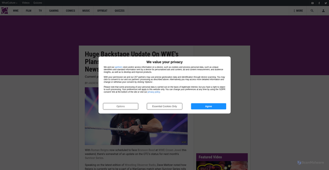 Security scan screenshot of https://whatculture.com/wwe/huge-backstage-update-on-wwes-plans-for-roman-reigns-wwe-news