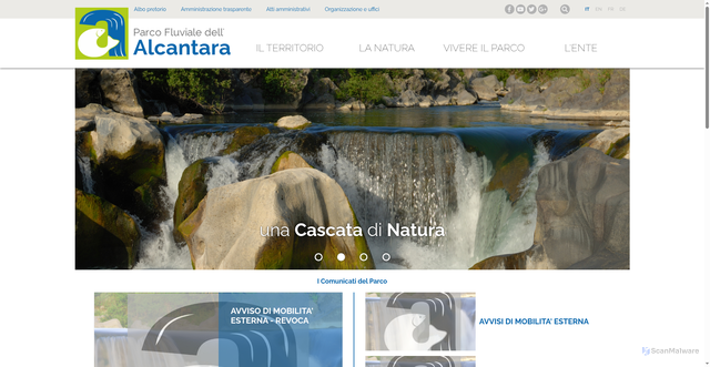 Security scan screenshot of https://www.parcoalcantara.it/