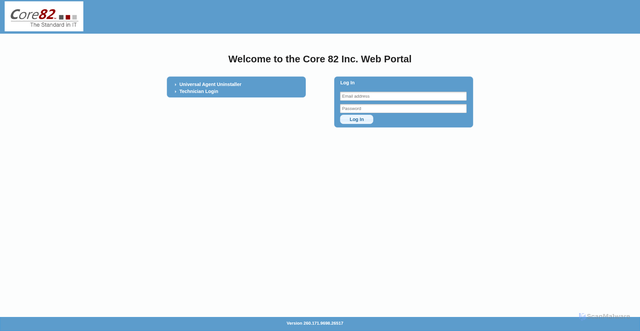 Security scan screenshot of https://core82inc.hostedrmm.com