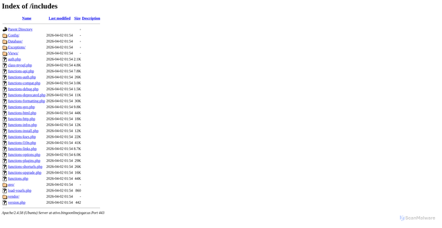 Security scan screenshot of https://ativo.bingoonlinejogar.us/includes/