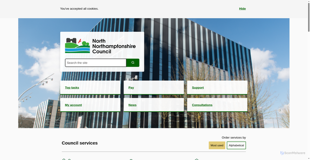Security scan screenshot of http://www.kettering.gov.uk