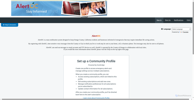 Security scan screenshot of https://member.everbridge.net/453003085613900/login