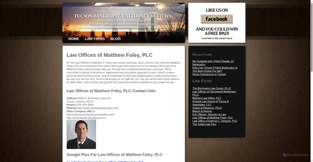 Security scan screenshot of https://tucsonbankruptcylawyers.co/?p=104