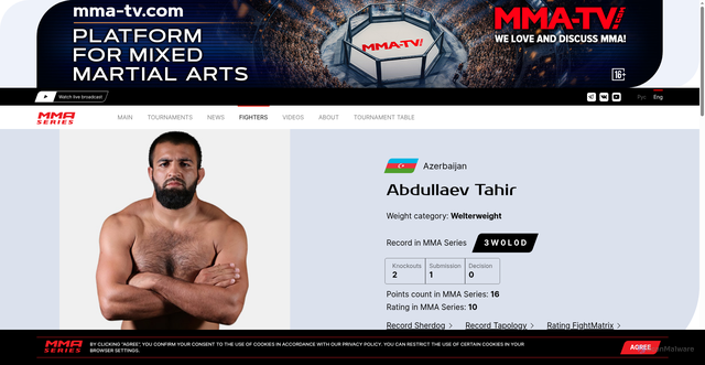 Security scan screenshot of https://www.mma-series.com/en/fighter/abdullaev-tahir