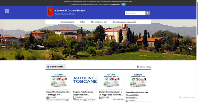 Security scan screenshot of https://www.comune.orcianopisano.pi.it