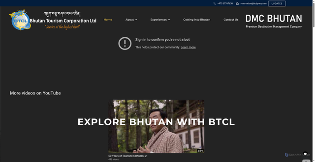 Security scan screenshot of https://btcl.bt/