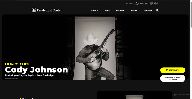 Security scan screenshot of https://www.prucenter.com/events/cody-johnson