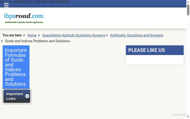 Security scan screenshot of http://ibpsroad.com/surds-and-indices-problems-solutions/question/41/index.html