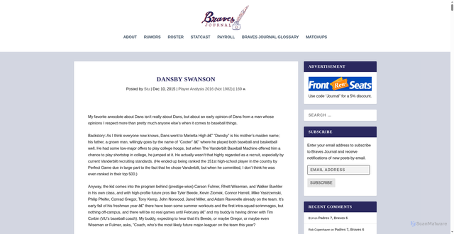 Security scan screenshot of https://bravesjournal.com/2015/12/10/dansby-swanson/