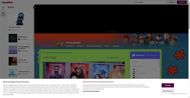 Security scan screenshot of https://scoobydoo.fandom.com/wiki/Udo_Kier