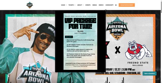 Security scan screenshot of https://thearizonabowl.com/