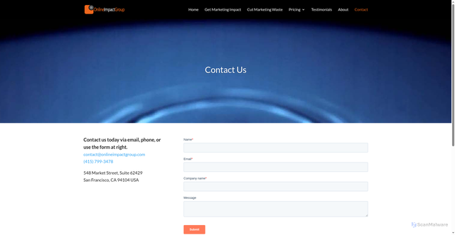 Security scan screenshot of https://onlineimpactgroup.com/contact-us/