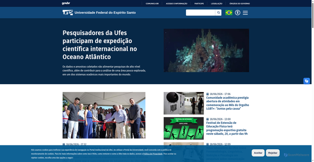 Security scan screenshot of http://www.ufes.br/