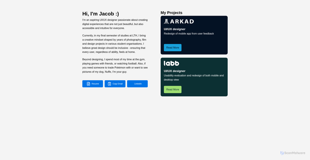 Security scan screenshot of https://jacobastrand.se
