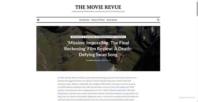 Security scan screenshot of https://themovierevue.com/film-reviews-mission-impossible-the-final-reckoning-review-tom-cruise/