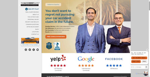 Security scan screenshot of https://calltheaccidentguys.com/fresno