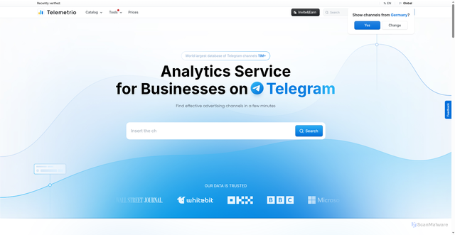 Security scan screenshot of https://telemetr.io