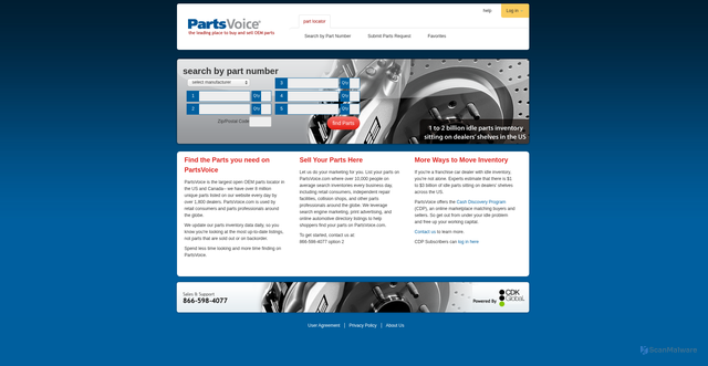 Security scan screenshot of https://partsvoice.com