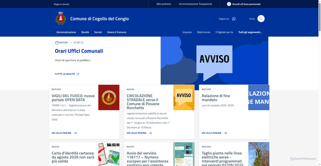 Security scan screenshot of https://www.comune.cogollodelcengio.vi.it