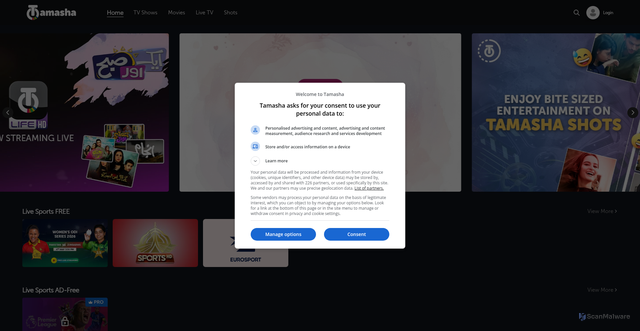 Security scan screenshot of https://tamashaweb.com