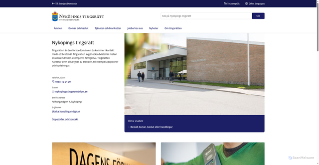 Security scan screenshot of https://www.domstol.se/nykopings-tingsratt/