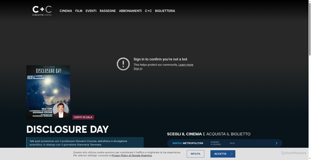 Security scan screenshot of https://www.circuitocinema.com/film/disclosure-day-1/