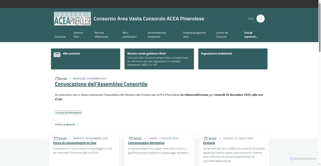 Security scan screenshot of https://www.consorzioaceapinerolese.it/