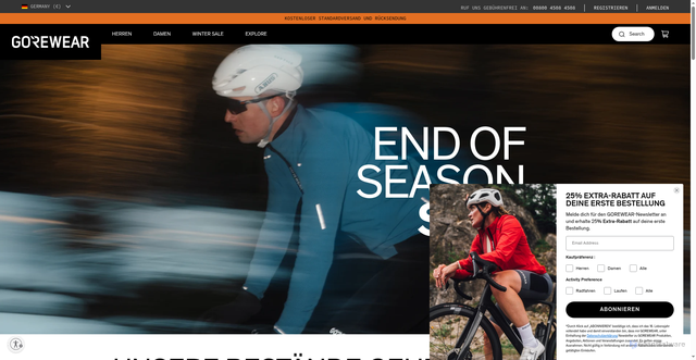 Security scan screenshot of https://www.gorewear.com