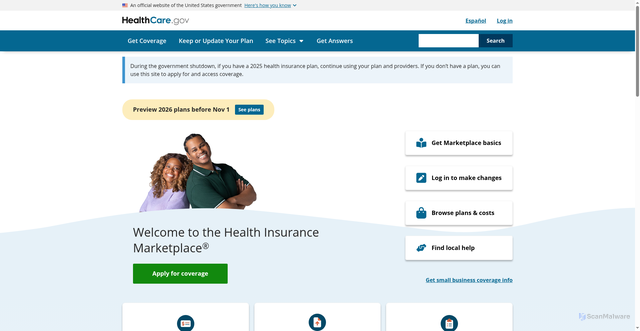 Security scan screenshot of https://www.healthcare.gov/