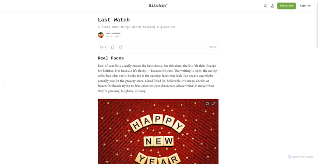 Security scan screenshot of https://bitchin.substack.com/p/last-watch