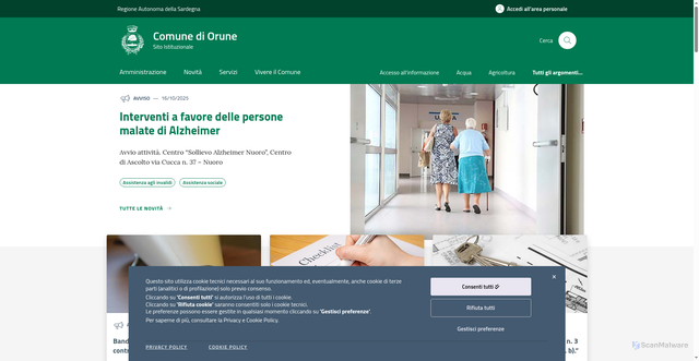 Security scan screenshot of https://www.comune.orune.nu.it/