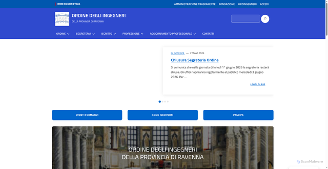 Security scan screenshot of https://www.ordineingegneri.ra.it