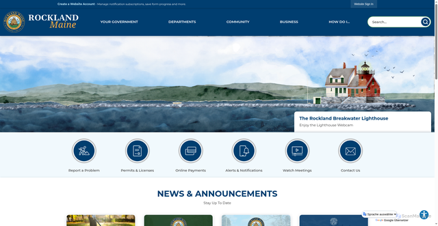 Security scan screenshot of https://rocklandmaine.gov/