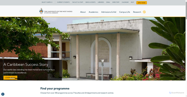 Security scan screenshot of https://cavehill.uwi.edu