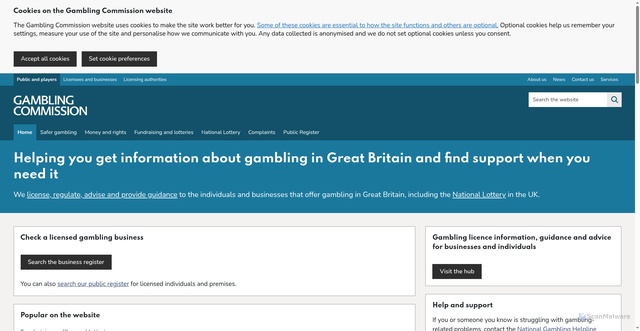 Security scan screenshot of https://www.gamblingcommission.gov.uk/