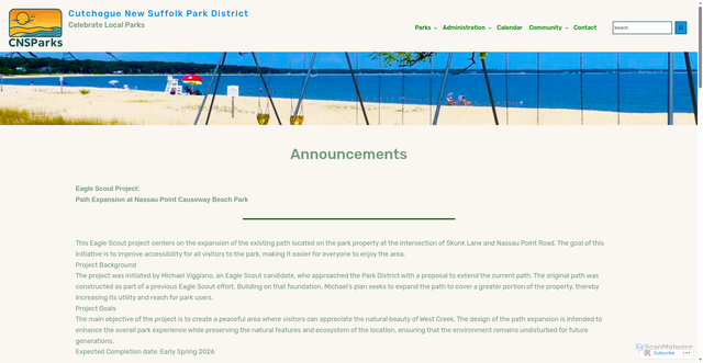 Security scan screenshot of https://cutchoguenewsuffolkparksny.gov/