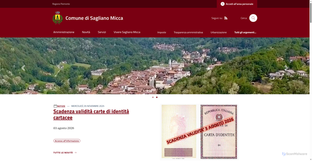 Security scan screenshot of https://www.comune.saglianomicca.bi.it/