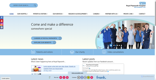 Security scan screenshot of http://www.papworthhospital.nhs.uk/