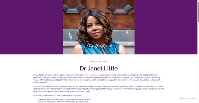 Security scan screenshot of https://drjanetlittlespeaks.com