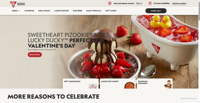 Security scan screenshot of https://www.bjsrestaurants.com/