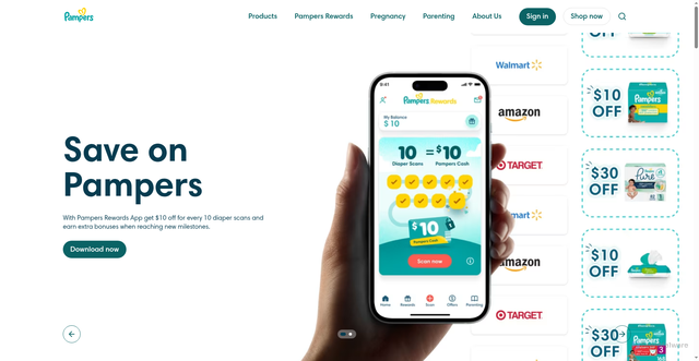 Security scan screenshot of https://www.pampers.com