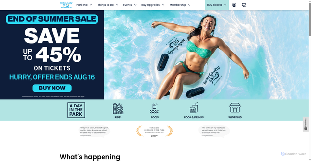 Security scan screenshot of https://watercountryusa.com