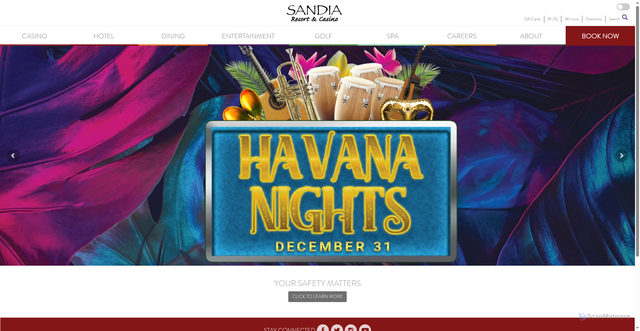 Security scan screenshot of https://www.sandiacasino.com/