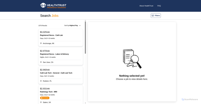 Security scan screenshot of https://healthtrustws.com