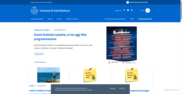 Security scan screenshot of https://comune.santantioco.su.it/portal