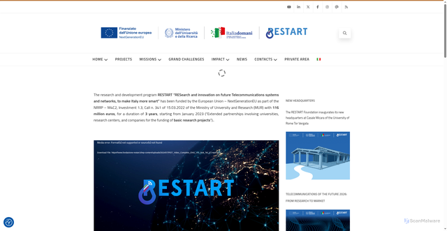 Security scan screenshot of https://www.fondazione-restart.it/