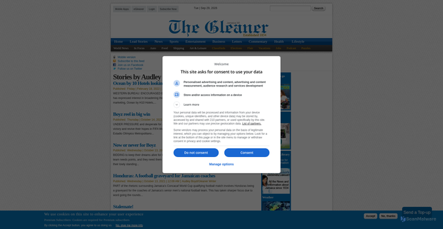 Security scan screenshot of https://past.jamaica-gleaner.com/authors/audley-boydgleaner-writer