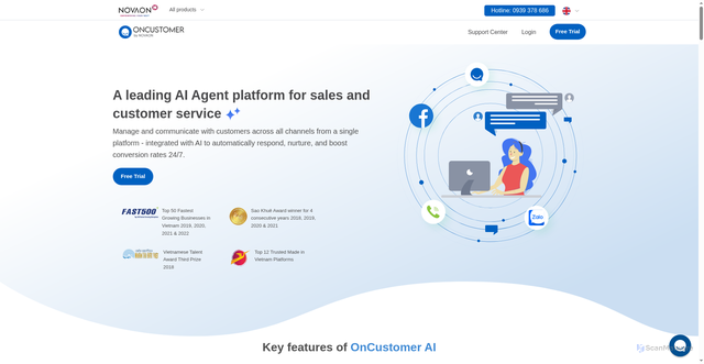 Security scan screenshot of https://oncustomer.asia