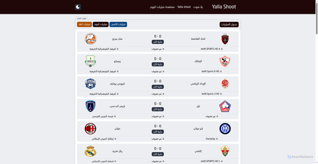 Security scan screenshot of https://www.yalla-sport.net/